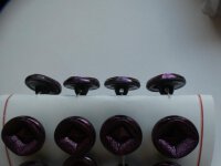 24 Stück Alte Glasknöpfe auf Musterkarte Knopfkarte Antik 18mm Lila/Violett