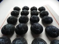 24 Stk Alte Glasknöpfe Knopfkarte Musterkarte Antik 18mm  Schwarz/bläulich schimmernd