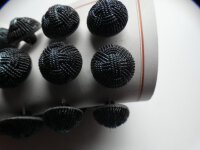 24 Stk Alte Glasknöpfe Knopfkarte Musterkarte Antik 18mm  Schwarz/bläulich schimmernd