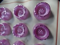 12 Stück Alte Glasknöpfe Flieder auf...