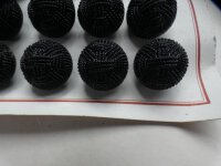 24 Stück Alte Glasknöpfe auf Musterkarte Knopfkarte Antik ca.18mm Schwarz