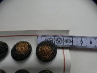 12 Stück Alte Glasknöpfe auf Musterkarte Knopfkarte Antik schwarz/gold ca.23mm