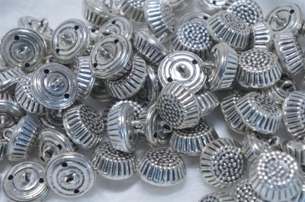 34 Stück Alte Metallknöpfe Antik ca 17mm  Knopf  Silberfarben